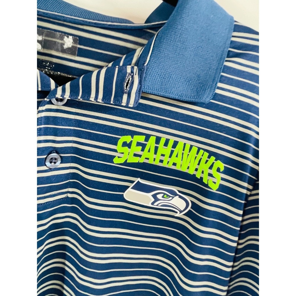 Starter Seahawks Polo Shirt Striped NFL‎ Football Fan Apparel Mens Large